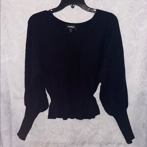 Express Black Ribbed Peplum Sweater